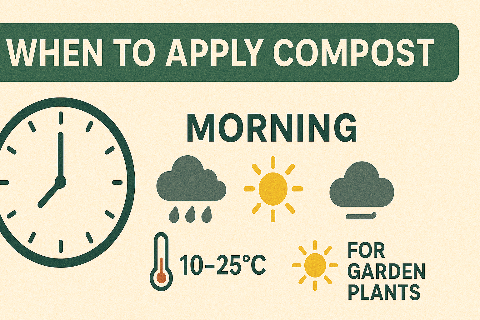 Seasonal guide showing optimal timing for applying GEME compost to different types of plants